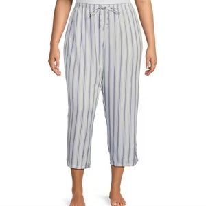 Nottibianche Strped Print Drawstring Tie Knit Cropped Coordinating Sleep…